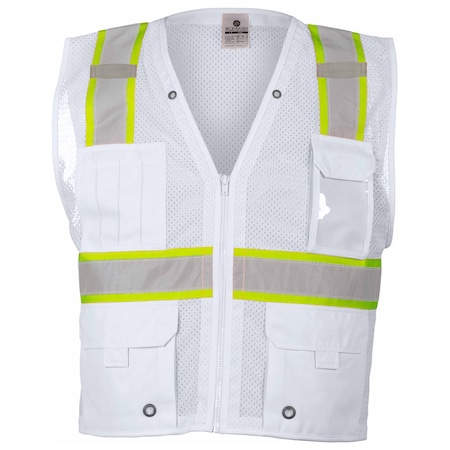 Kishigo L-XL White Enhanced Visibility Multi Pocket Vest B105-L-XL